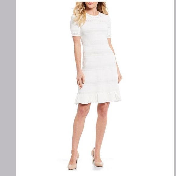 Eliza J Knit Short Sleeve Fit & Flare Dress M - Picture 1 of 9
